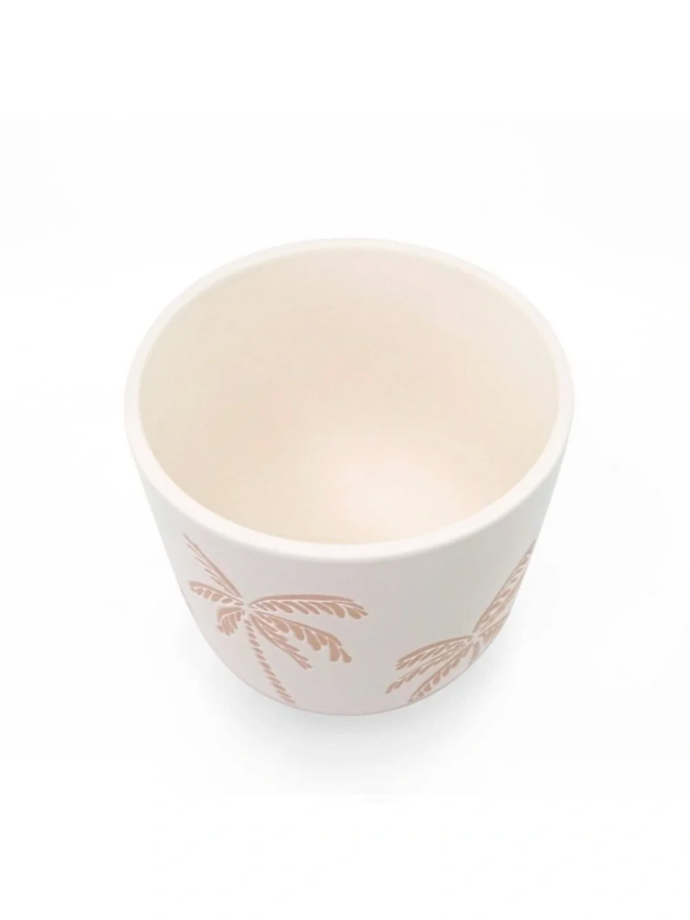 Palm Tree Design Ceramic Footed Planter in Off-White & Blush, Spring 2026